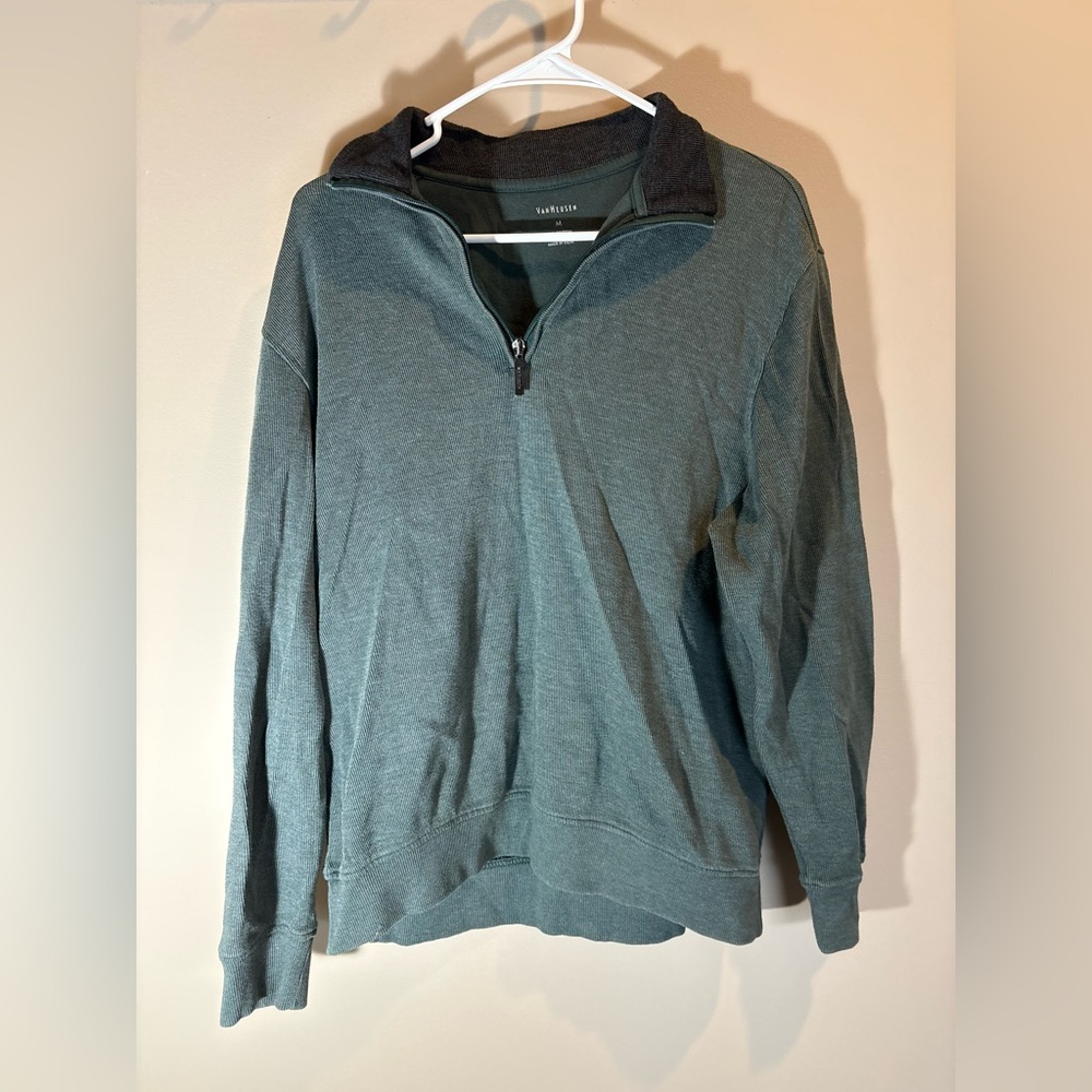 Van Heusen Men's Teal Half-Zip Pullover Sweater